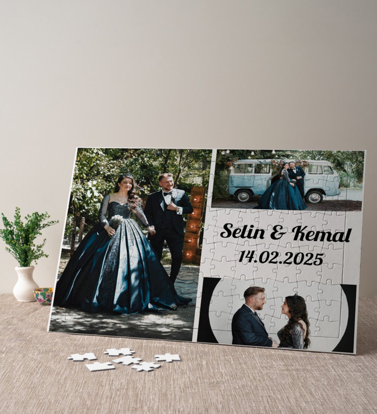 3 Fotoğraflı İsimli Kişiye Özel Hediye Fotoğraflı Puzzle