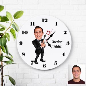 Ajan Özel Karikatürlü Kişiye Özel Ahşap Duvar Saati