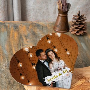 Kişiye Özel Fotoğraflı İsimli Kalp Yapboz