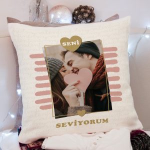 Kişiye Özel Fotoğraflı Seni Seviyorum Yastık