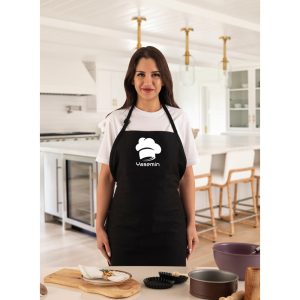 Kişiye Özel İsimli Profesyonel Siyah Bayan Mutfak Önlüğü