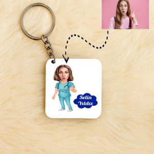 Karikatürlü Doktor Kişiye Özel Anahtarlık