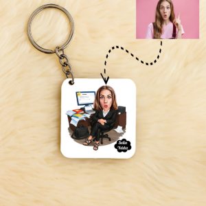 Karikatürlü Memur, Masa Başı İş Yapan Kişiye Özel Anahtarlık