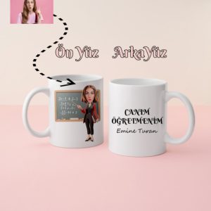 Canım Öğretmenim Matematik Öğretmeni Karikatürlü İsimli Kişiye Özel Kupa Bardak
