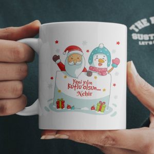 Noel Baba Ve Kardan Adam Temalı İsimli Kupa